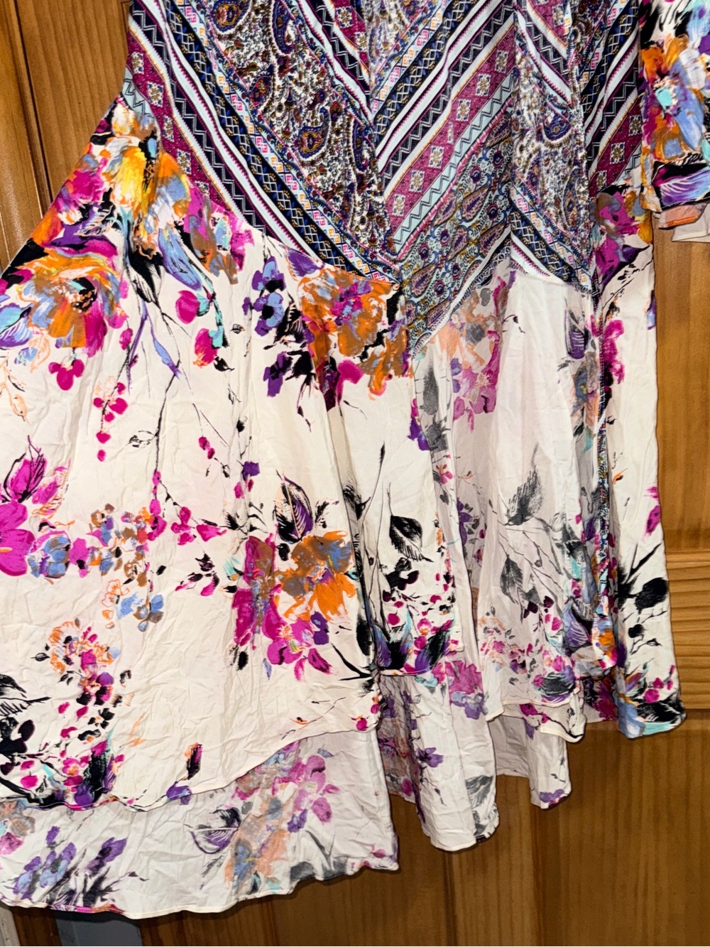 NWT Umgee “Full of Blooms” Kimono-Purple & Cream w/Multicolor Floral Accents-M - Picture 8 of 14